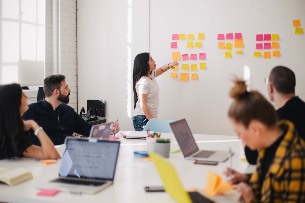 Whiteboard module planning during a profit blueprint course