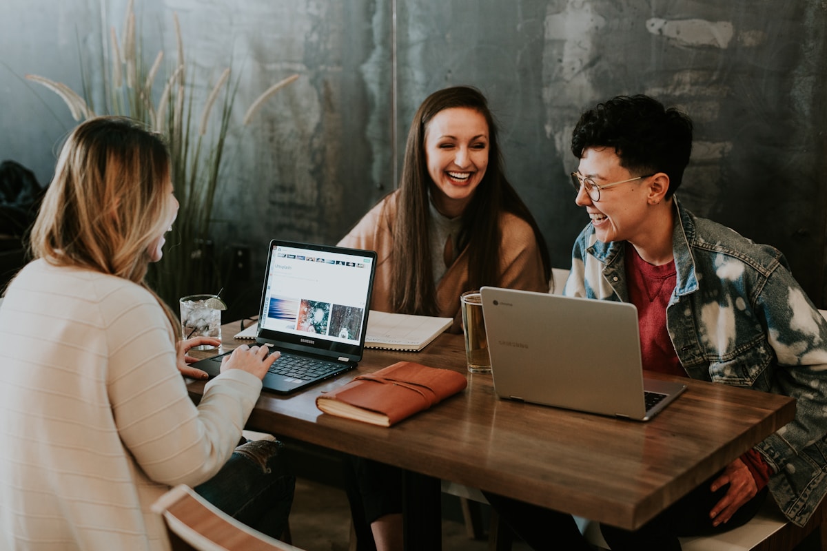 Small group profit cohort session with laptops in Toronto studio